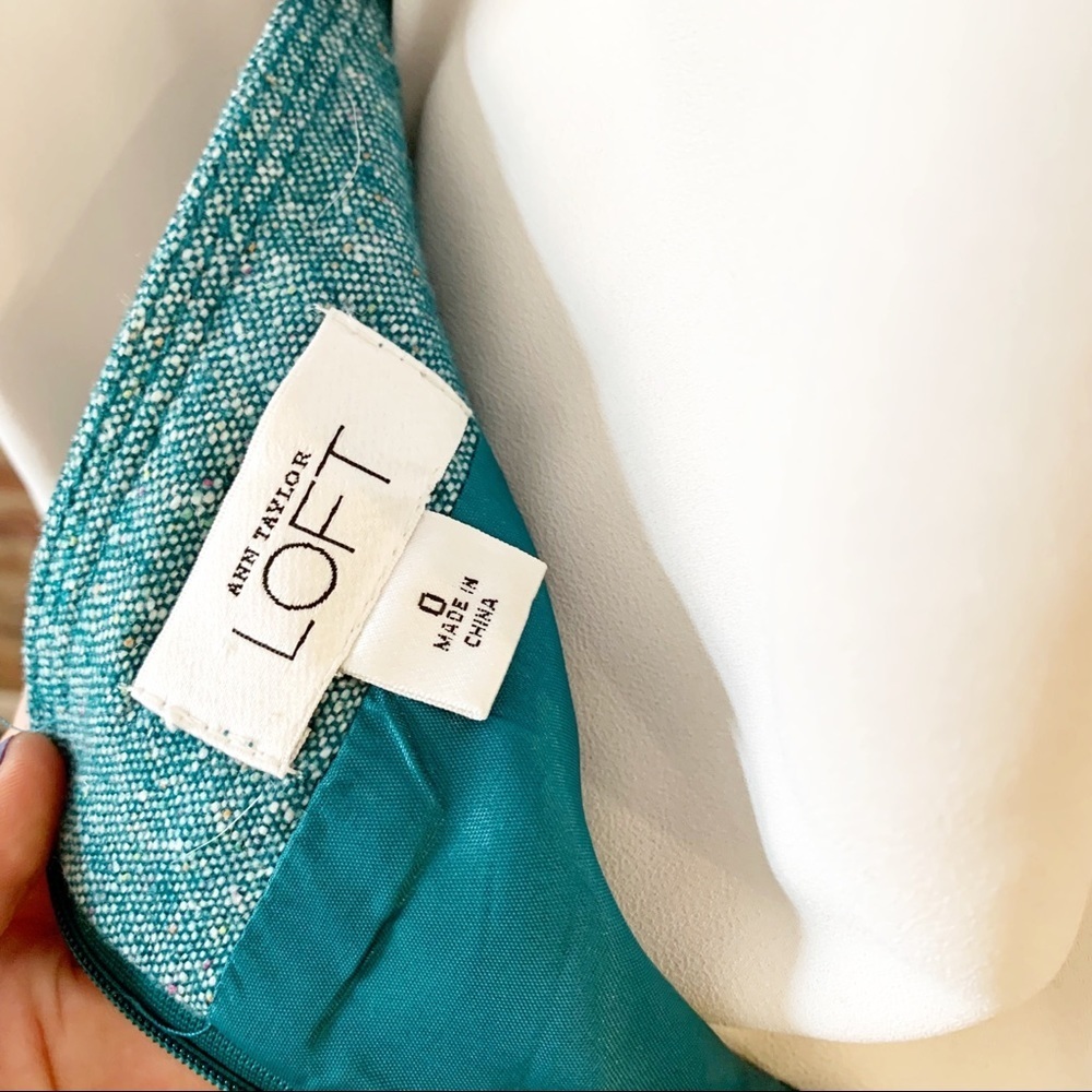 Loft Tulip Tweed Teal Skirt 0 - Picture 6 of 8